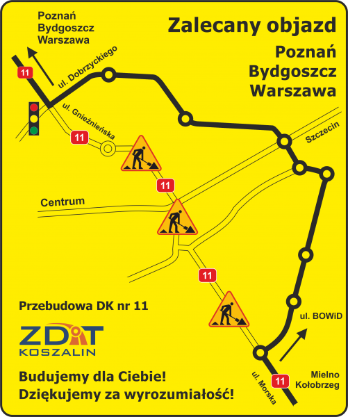 objazd przez Koszalin