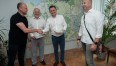  Prezydent Miasta Koszalin Tomasz Sobieraj, Zastępca Prezydenta Sebastian Tałaj, Norbert Koselski oraz Grzegorz Kruk