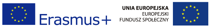 Obrazek przedstawiający logo Erasmusa plus oraz logo Europejskiego Funduszu Społecznego Unii Europejskiej