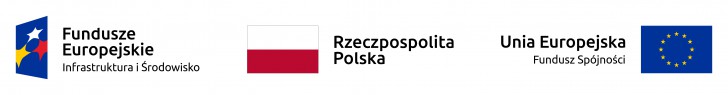 Obrazek przedstawiający w układzie poziomym, kolorowe znaki (od lewej): Funduszy Europejskich Infrastruktura i Środowisko, Rzeczpospolitej Polskiej, Unii Europejskiej Funduszu Spójności
