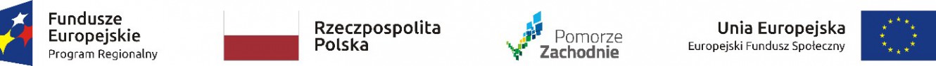 Obrazek przedstawiający w układzie poziomym, kolorowe znaki (od lewej): Regionalnego Programu Funduszy Europejskich, Rzeczpospolitej Polskiej, Pomorza Zachodniego oraz Europejskiego Funduszu Społecznego Unii Europejskiej
