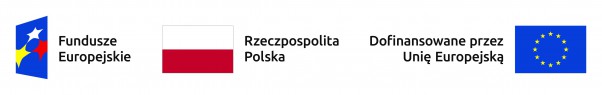 obrazek przedstawia od lewej w kolorze: znak Fundusze Europejskie; Rzeczpospolita Polska, znak dofinansowane przez Unię Europejską