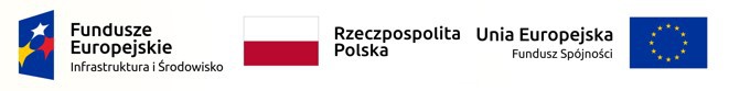 Kolorowy obrazek na białym tle, przedstawiający w układzie poziomym, od lewej strony znak Programu Infrastruktura i Środowisko, flagę Rzeczypospolitej Polskiej, znak Pomorza Zachodniego oraz znak Funduszu Spójności z flagą Unii Europejskiej.