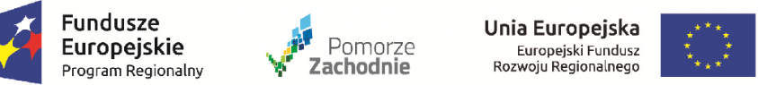 Kolorowy obrazek na białym tle, przedstawiający w układzie poziomym, od lewej strony znak Programu Regionalnego Funduszy Europejskich, znak Pomorza Zachodniego oraz znak Europejskiego Funduszu Rozwoju Regionalnego z flagą Unii Europejskiej.