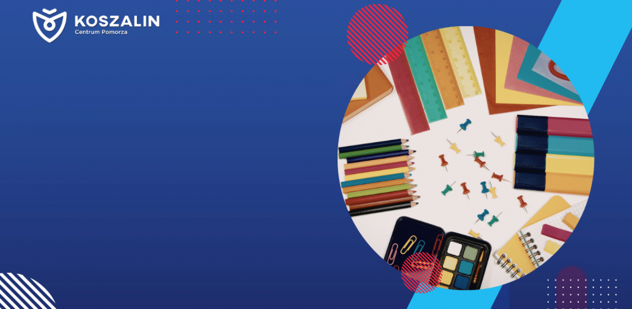 Na grafice znajdują się przybory szkolne