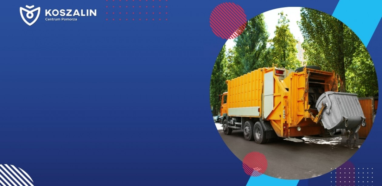 Na grafice znajduje się śmieciarka.