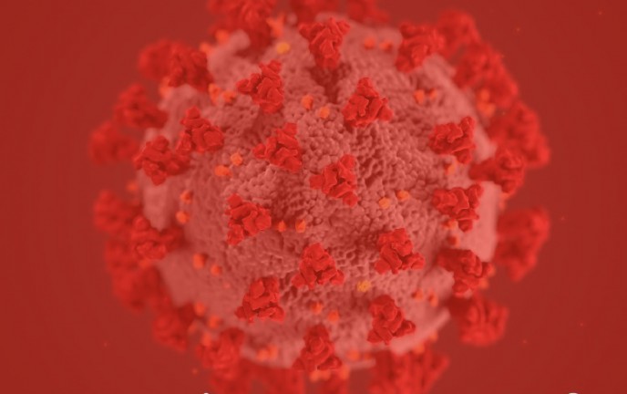 Na zdjęciu koronawirus w czerwonej tonacji