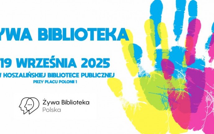 Grafika prezentuje nałożone na sienie odciski dłoni w kolorach różowym, błękitnym i żółtym