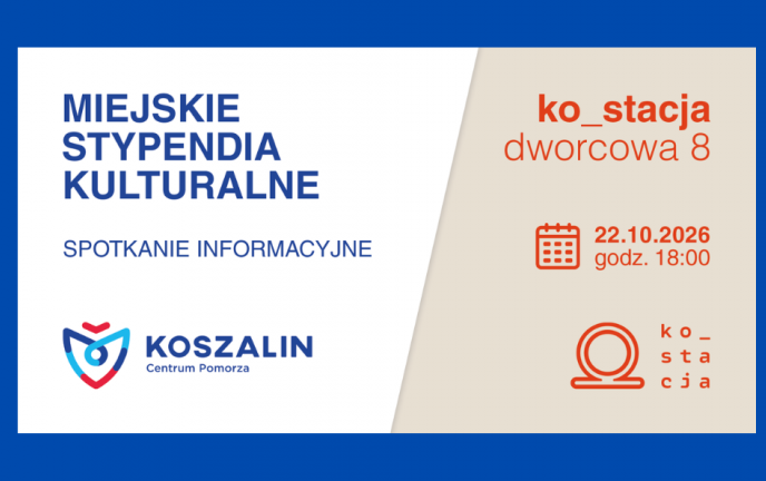 Miejskie stypendia kulturalne Grafika na beżowym tle przedstawia niebieski napis z tytułem i terminem wydarzenia.