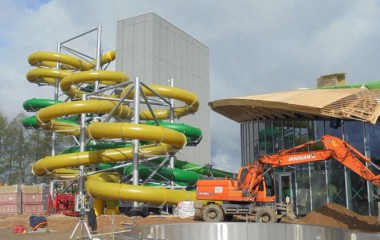 Widok na budowany aquapark w Koszalinie