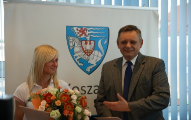 Małgorzata Hołub i prezydent Piotr Jedliński