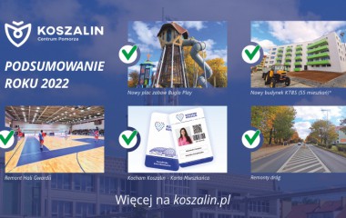 infografika przedstawiająca zmiany w Koszalinie w 2022 roku