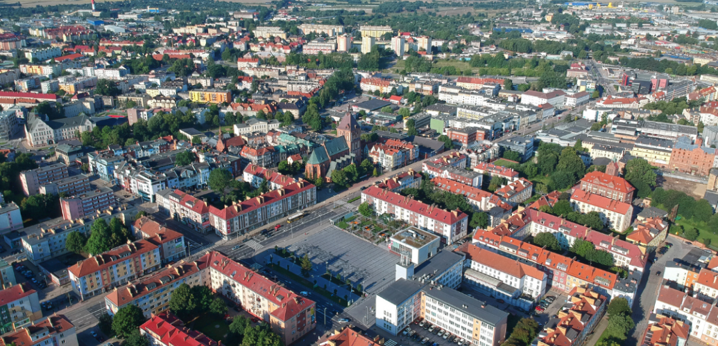 zdjęcie przedstawia panoramę Koszalina zdjęcie przedstawia panoramę Koszalina